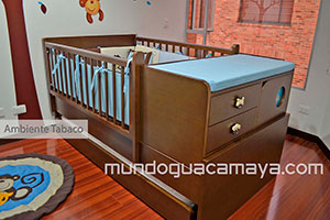 Artesano Caligrafía patrón Cama Cunas para bebés | Guacamaya Diseño Interior